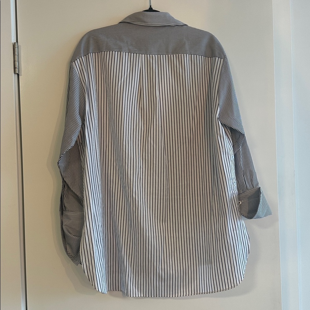 THEO The Label Striped Button-Down Shirt in Black and White sz LRG - Picture 6 of 8
